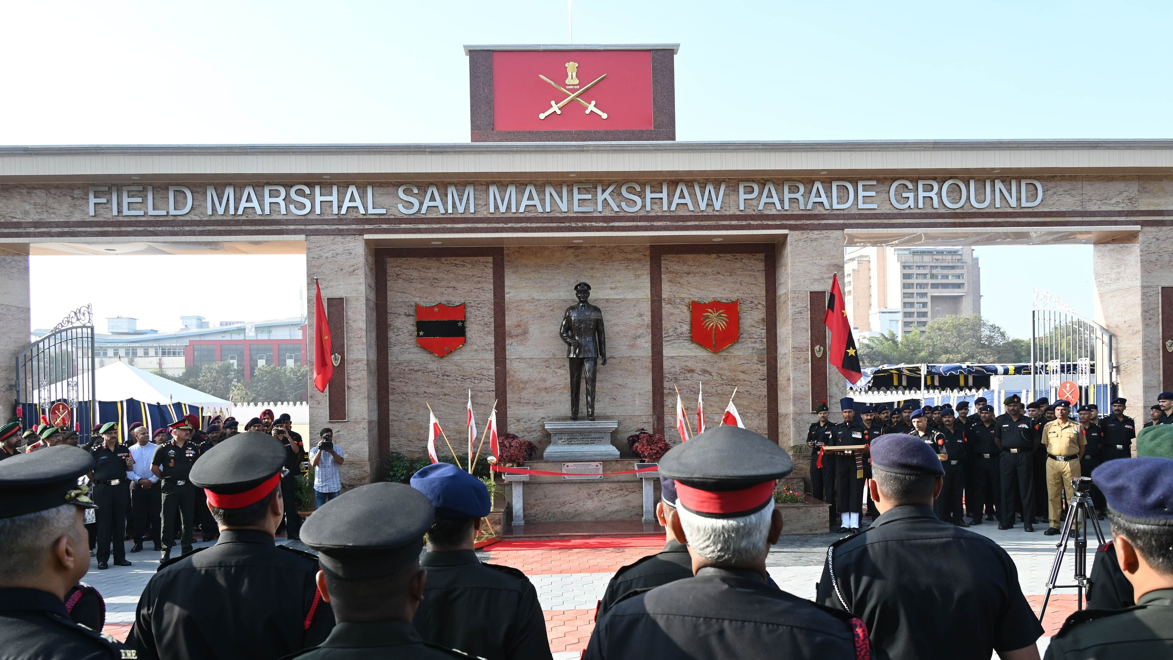 <div class="paragraphs"><p>At 66-foot-wide and 20-foot-high, the grand entrance gate comes with a seven-foot iron frame statue of the legendary Field Marshal SHFJ Manekshaw. </p></div>