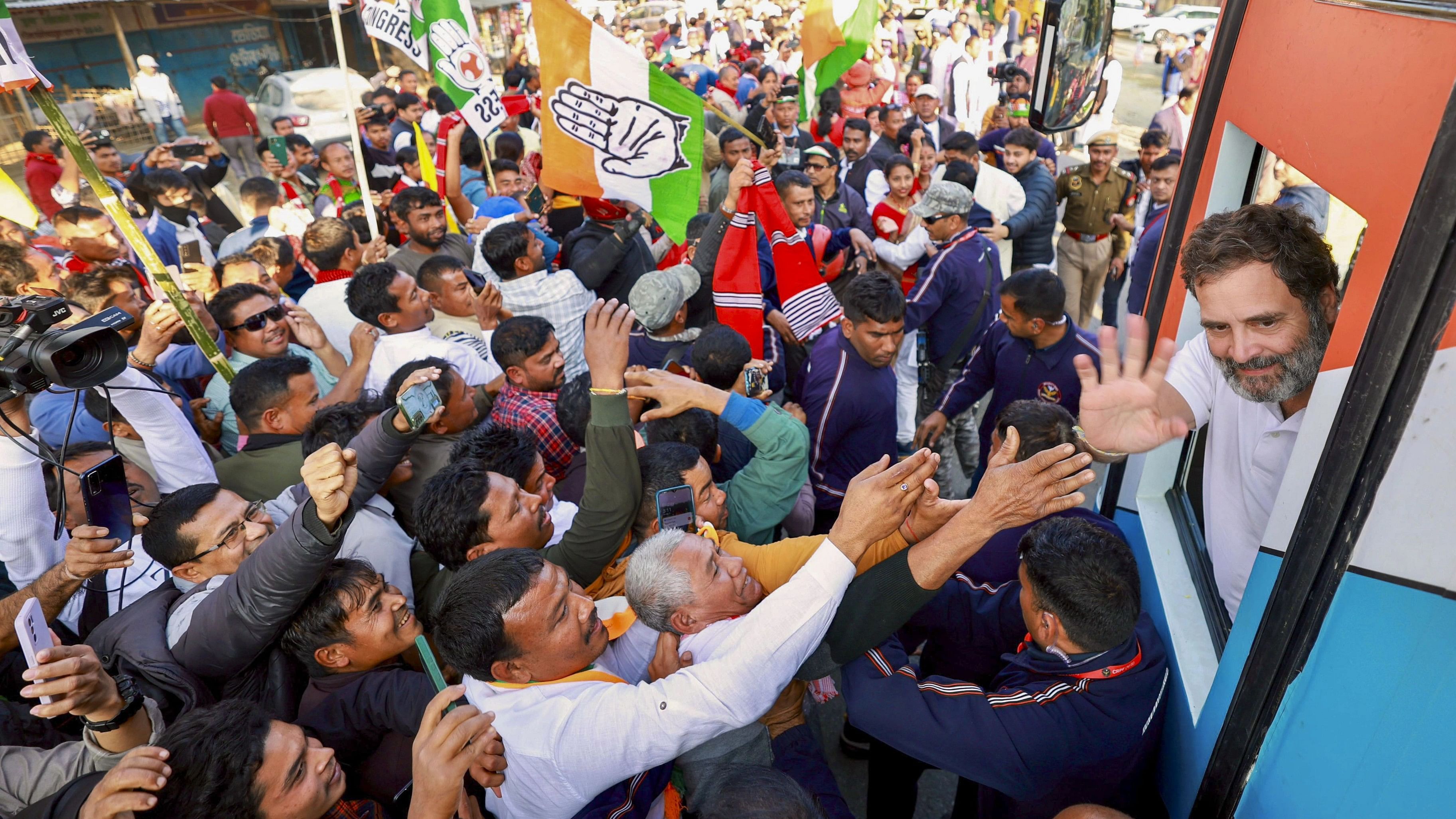 <div class="paragraphs"><p> Congress leader Rahul Gandhi during the Bharat Jodo Nyay Yatra in Assam, Friday, Jan. 19, 2024. </p></div>