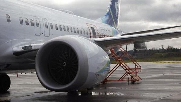 <div class="paragraphs"><p>The fuselage plug area of Alaska Airlines Flight 1282 Boeing 737-9 MAX, which was forced to make an emergency landing with a gap in the fuselage, is seen during its investigation by the National Transportation Safety Board (NTSB) in Portland, Oregon, US January 7, 2024.</p></div>