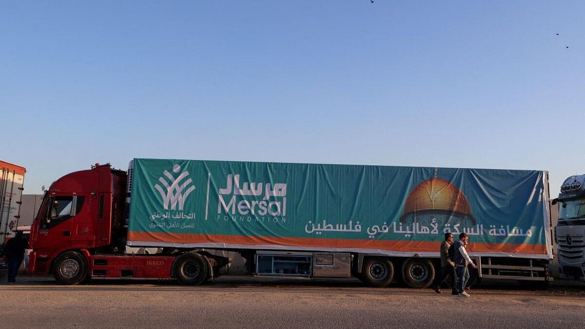 <div class="paragraphs"><p>File photo of a United Nations Relief and Works Agency (UNRWA) truck, at the Rafah border crossing between Egypt and the Gaza Strip.</p></div>