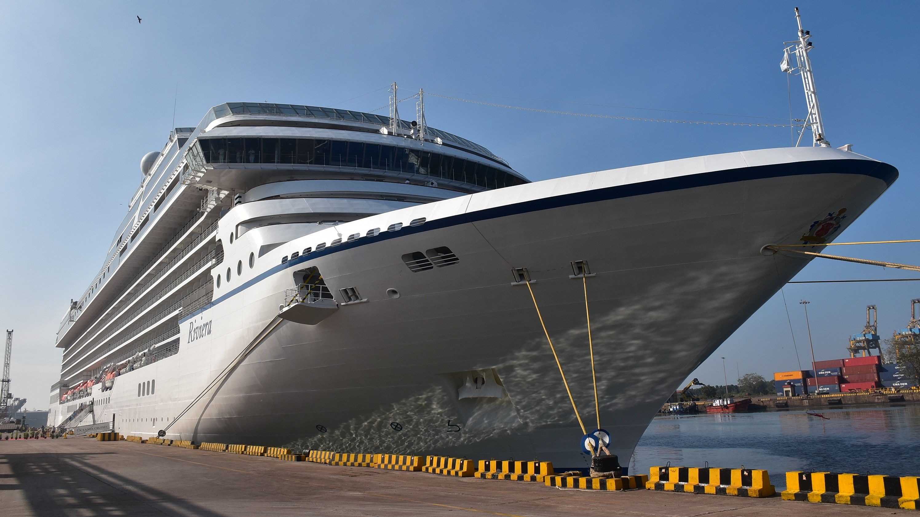 <div class="paragraphs"><p>Cruise vessel, M S Riviera with 980 passengers and 752 crew members, arrived&nbsp;at New Mangalore Port on Wednesday.</p></div>