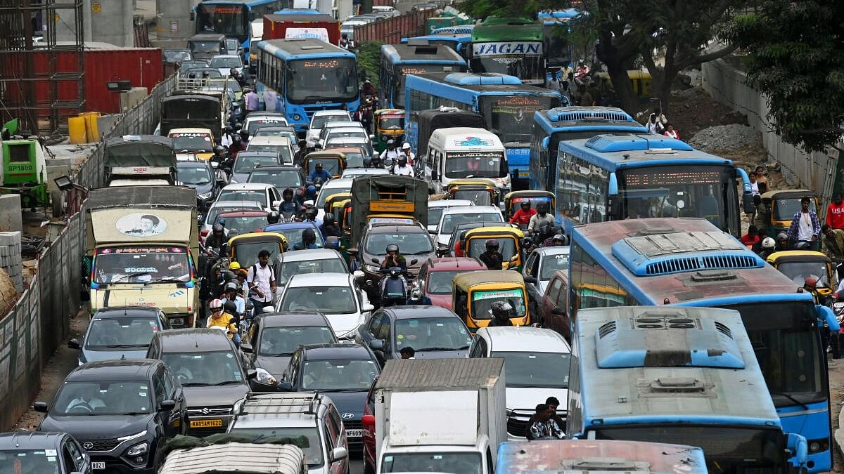<div class="paragraphs"><p>Traffic snarls on Bengaluru's Outer Ring Road, below the Silk Board flyover.</p></div>