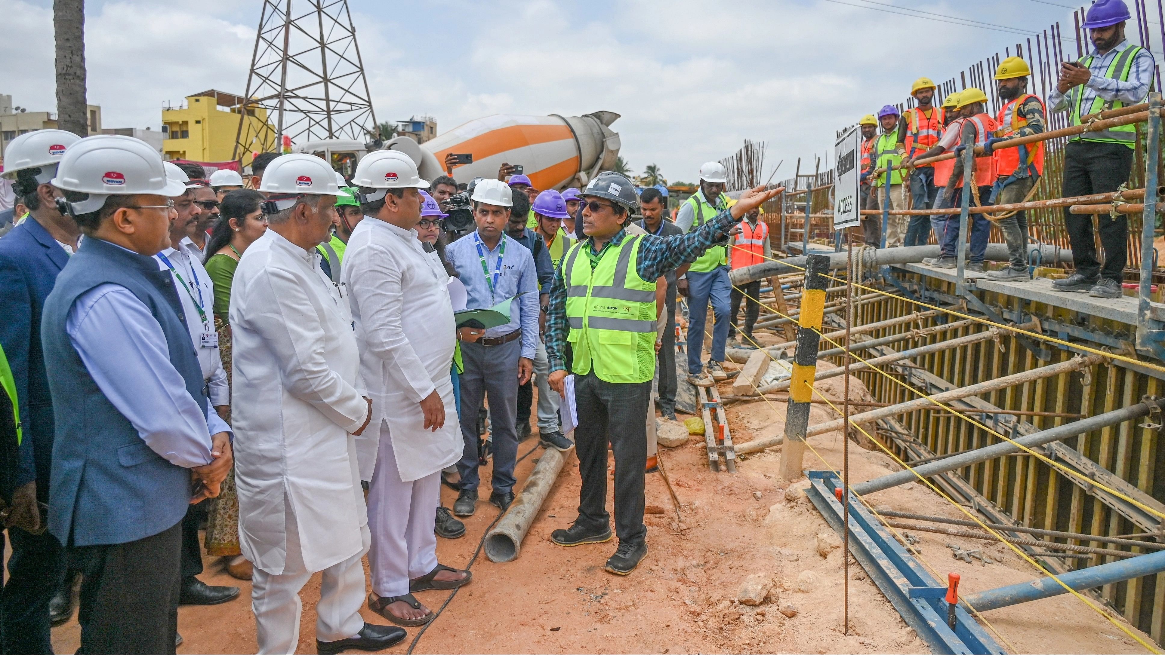 <div class="paragraphs"><p><em>M B Patil</em>, Infrastructure Development Minister, K J George, Energy Minister inspecting Bengaluru Suburban Rail Project (BSRP) work at Lingarajapuram by Rail Infrastructure Development Company (Karnataka) Limited, K RIDE in Bengaluru on Friday, 11th August 2023. Gaurav Gupta Additional Chief Secretary Infrastructure Department, K RIDE officials seen. </p></div>