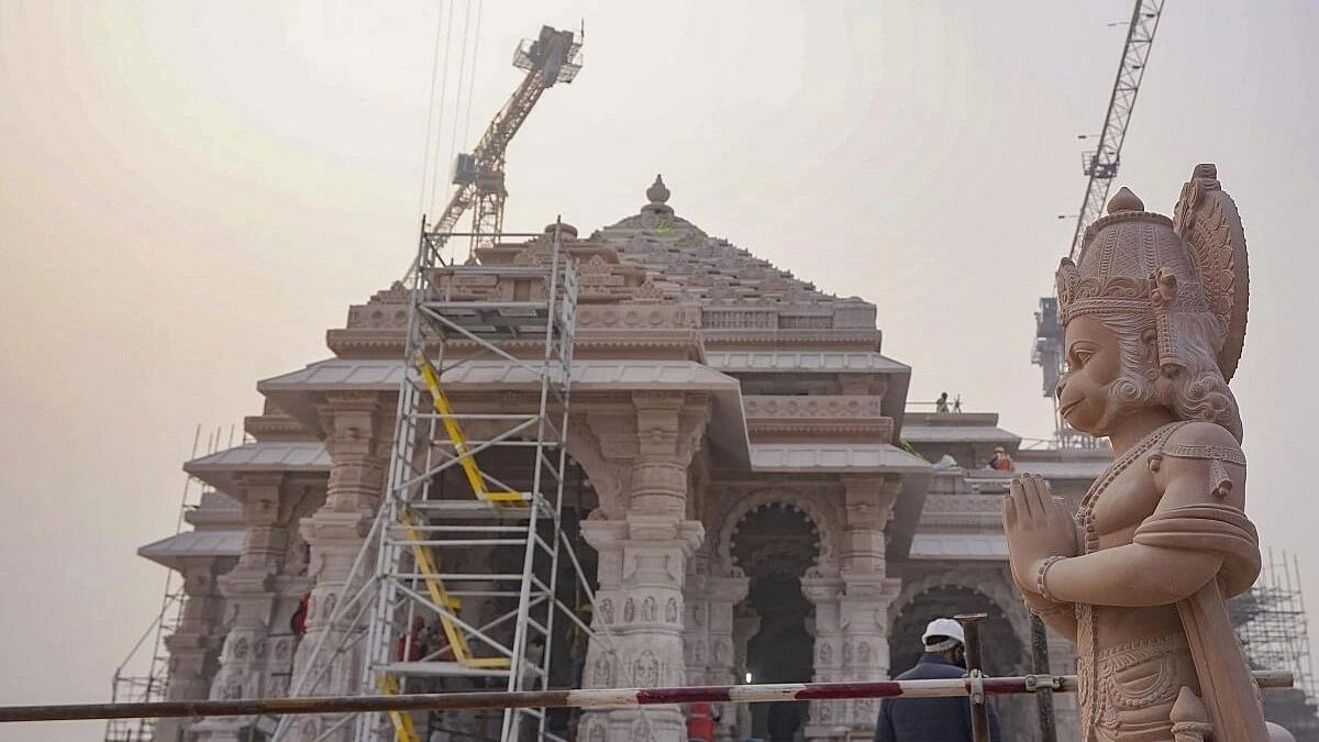 <div class="paragraphs"><p>Shri Ram Janmbhoomi Temple under construction, ahead of the consecration ceremony at the temple, in Ayodhya</p></div>