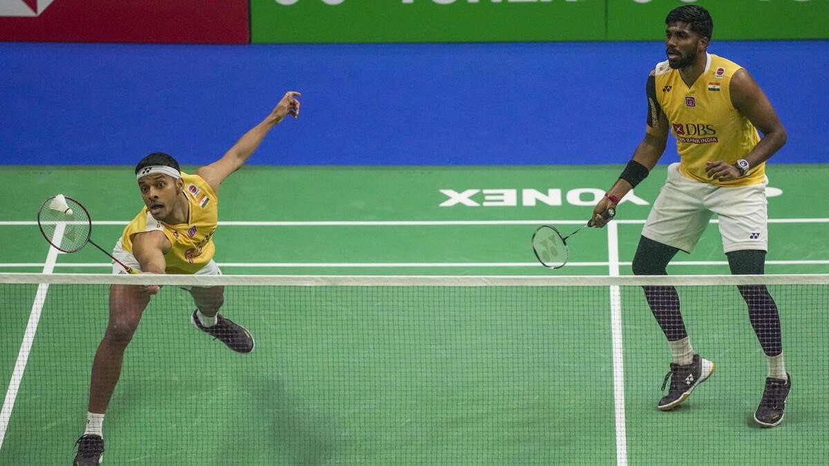 <div class="paragraphs"><p>India's Chirag Shetty and Satwiksairaj Rankireddy in action during the men's doubles semi-finals against Malaysia's Aaron Chia and Soh Wooi Yik, at Yonex-Sunrise India Open 2024, in New Delhi</p></div>