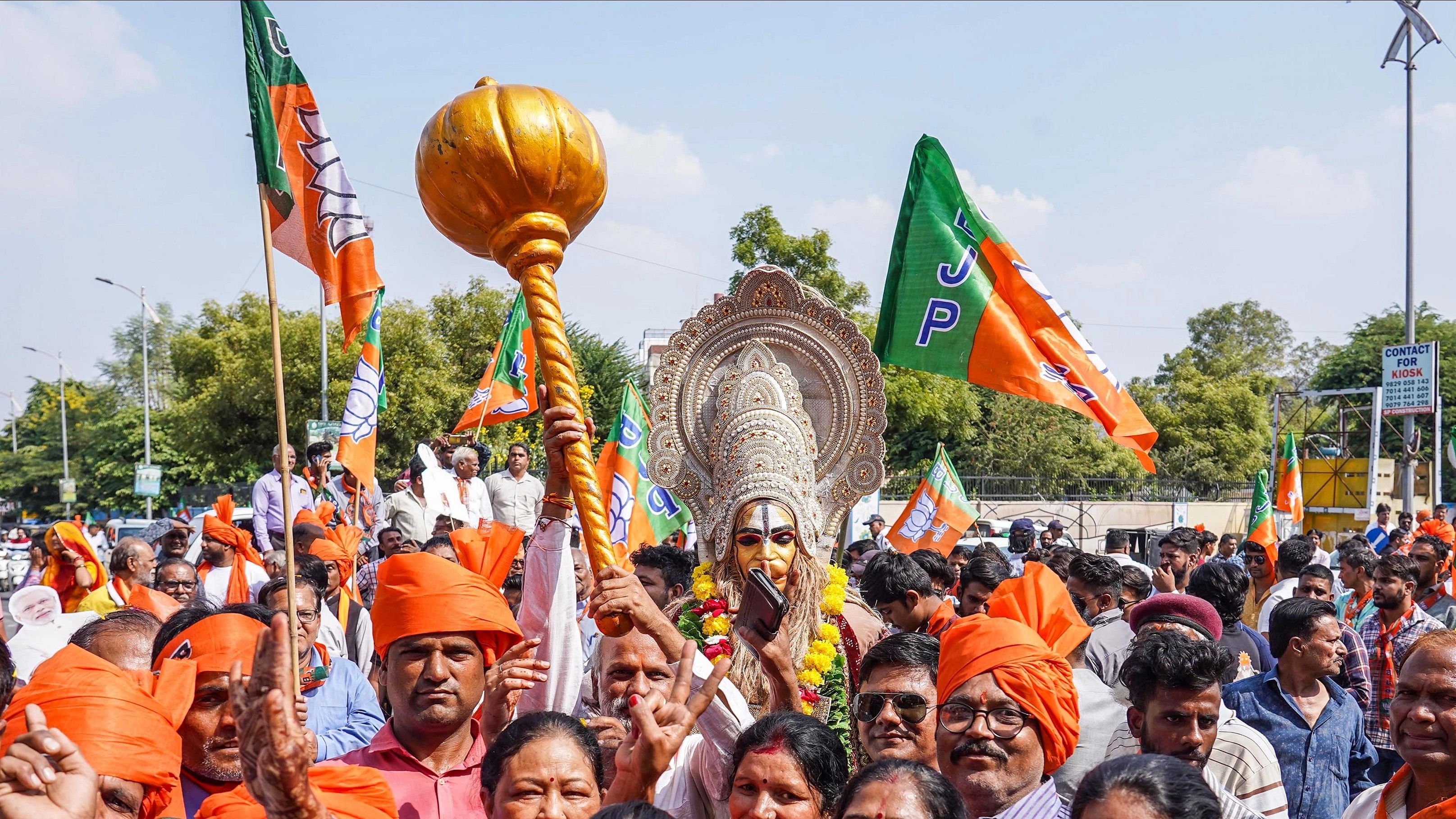 <div class="paragraphs"><p>Ajmer: BJP workers and supporters during a rally for filing of nomination papers of a party candidate for the Rajasthan Assembly elections, in Ajmer, Friday, Nov. 3, 2023. </p></div>