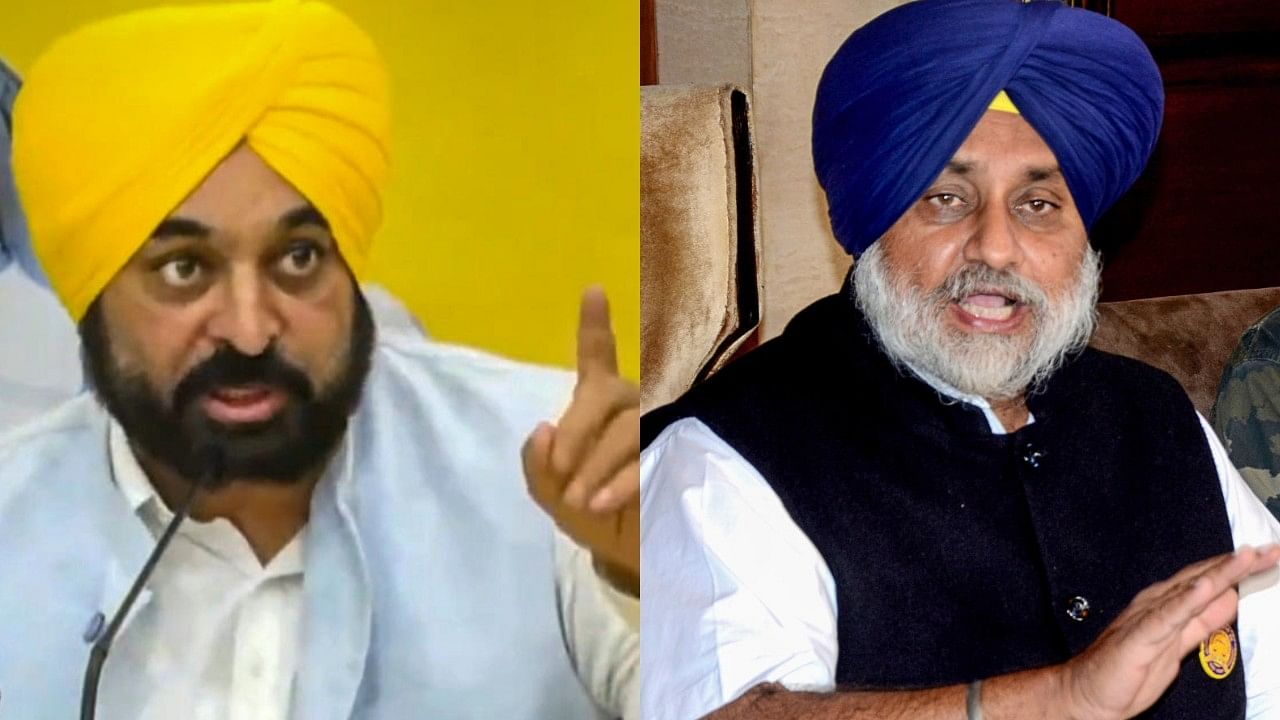 <div class="paragraphs"><p>Punjab CM Bhagwant Mann (left) and SAD chief Sukhbir Singh Badal (right).</p></div>