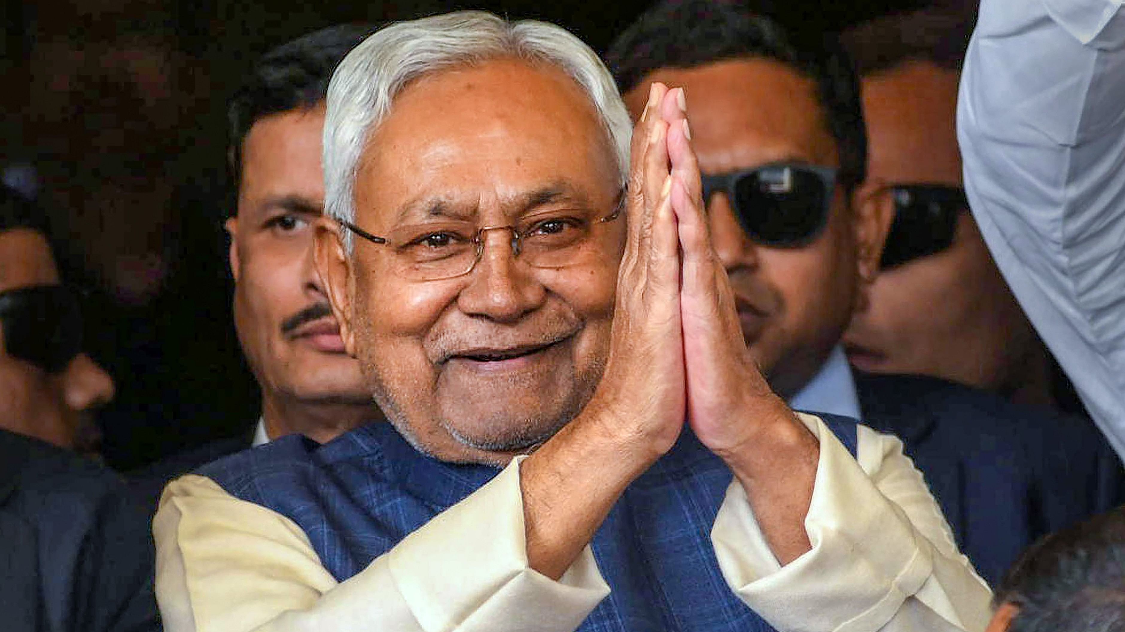 <div class="paragraphs"><p>Bihar Chief Minister Nitish Kumar with NDA MLAs arrives at Bihar Legislative Assembly for the floor test of his government, at Vidhan Bhawan in Patna, on Monday.</p></div>