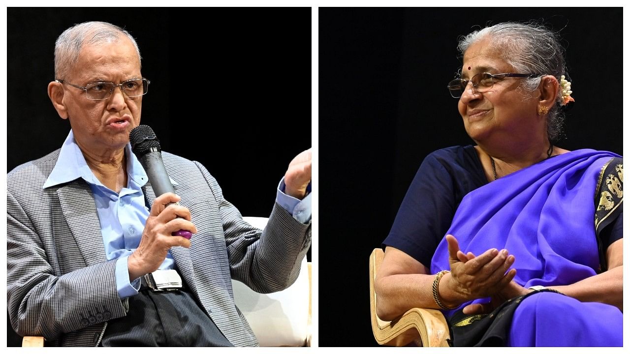 <div class="paragraphs"><p>Narayana Murthy (left) and Sudha Murty&nbsp;at the release of ‘An Uncommon Love’ at St Joseph’s College of Commerce,&nbsp;Brigade Road.</p></div>