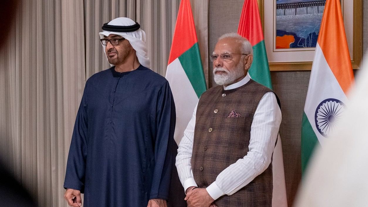 <div class="paragraphs"><p>Prime Minister Narendra Modi welcomes President of UAE Mohamed bin Zayed Al Nahyan.</p></div>