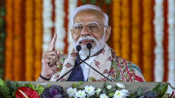 <div class="paragraphs"><p>Prime Minister Narendra Modi's address during the foundation stone laying of multiple development projects, in Jammu, Tuesday, February 20, 2024.</p></div>