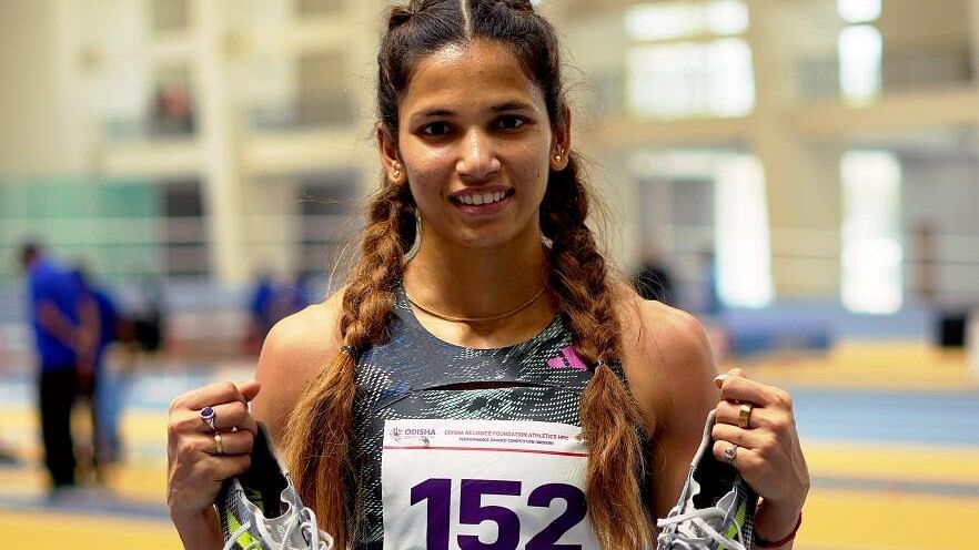 <div class="paragraphs"><p>A file image of Indian sprinter Jyothi Yarraji. The rising Indian sprinter marginally bettered her own national record by clocking 8.12s in the women's 60m hurdles to win the gold medal at the Asian Indoor Athletics Championships in Tehran, on Saturday.</p></div>