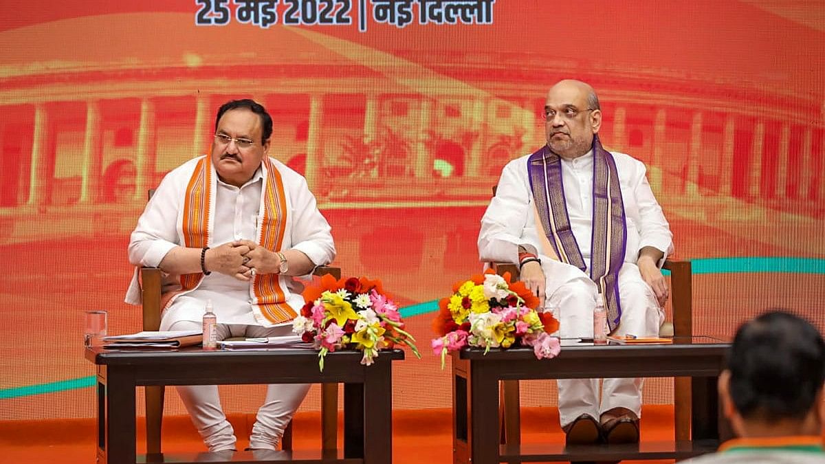 <div class="paragraphs"><p>Union Home Minister Amit Shah and BJP National President JP Nadda during the party's 'Lok Sabha Pravas Yojna' meeting, at the party headquarters in New Delhi.</p></div>
