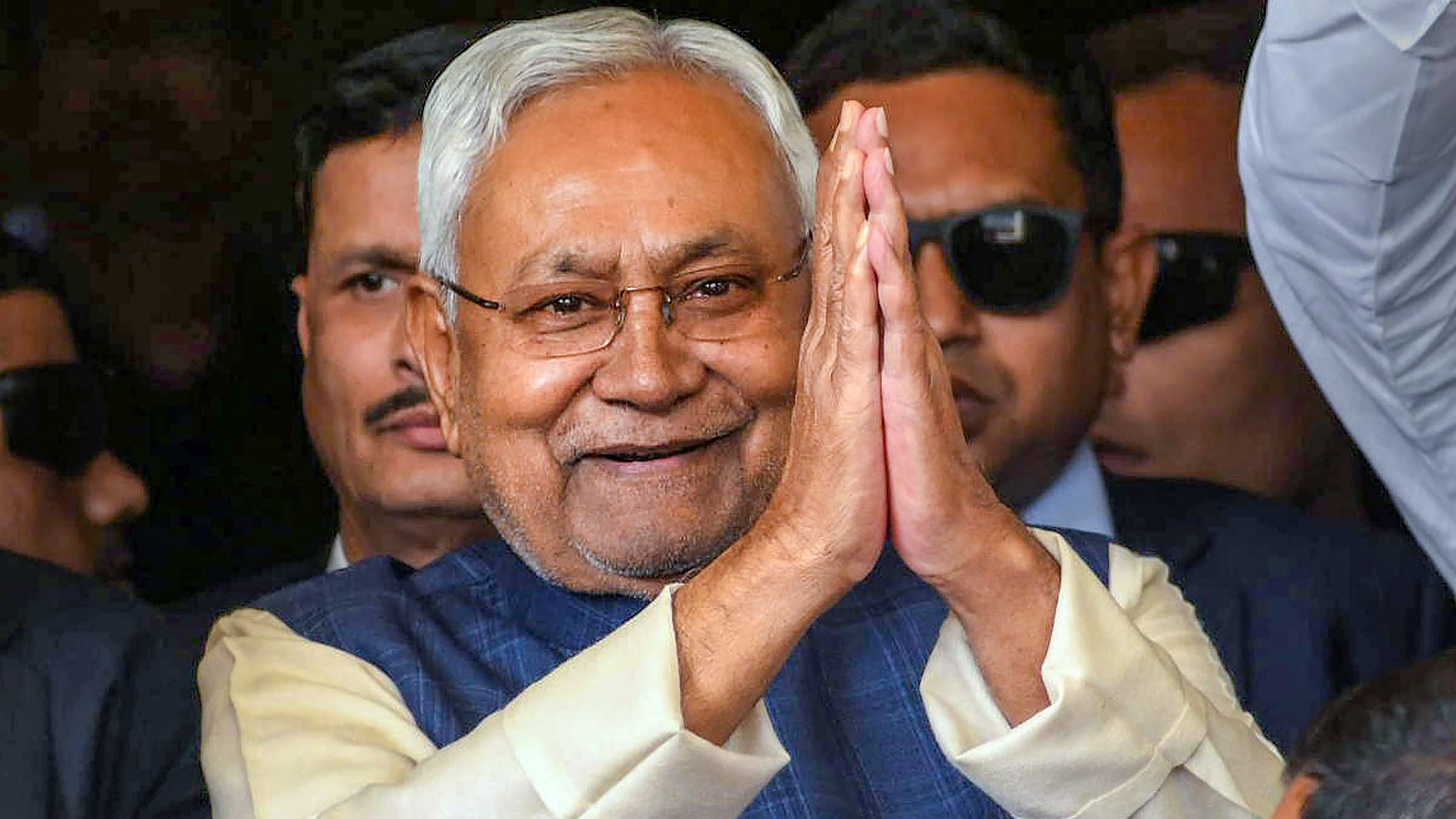 <div class="paragraphs"><p>Bihar Chief Minister Nitish Kumar with NDA MLAs arrives at Bihar Legislative Assembly for the floor test of his government, at Vidhan Bhawan in Patna on February 12.</p></div>