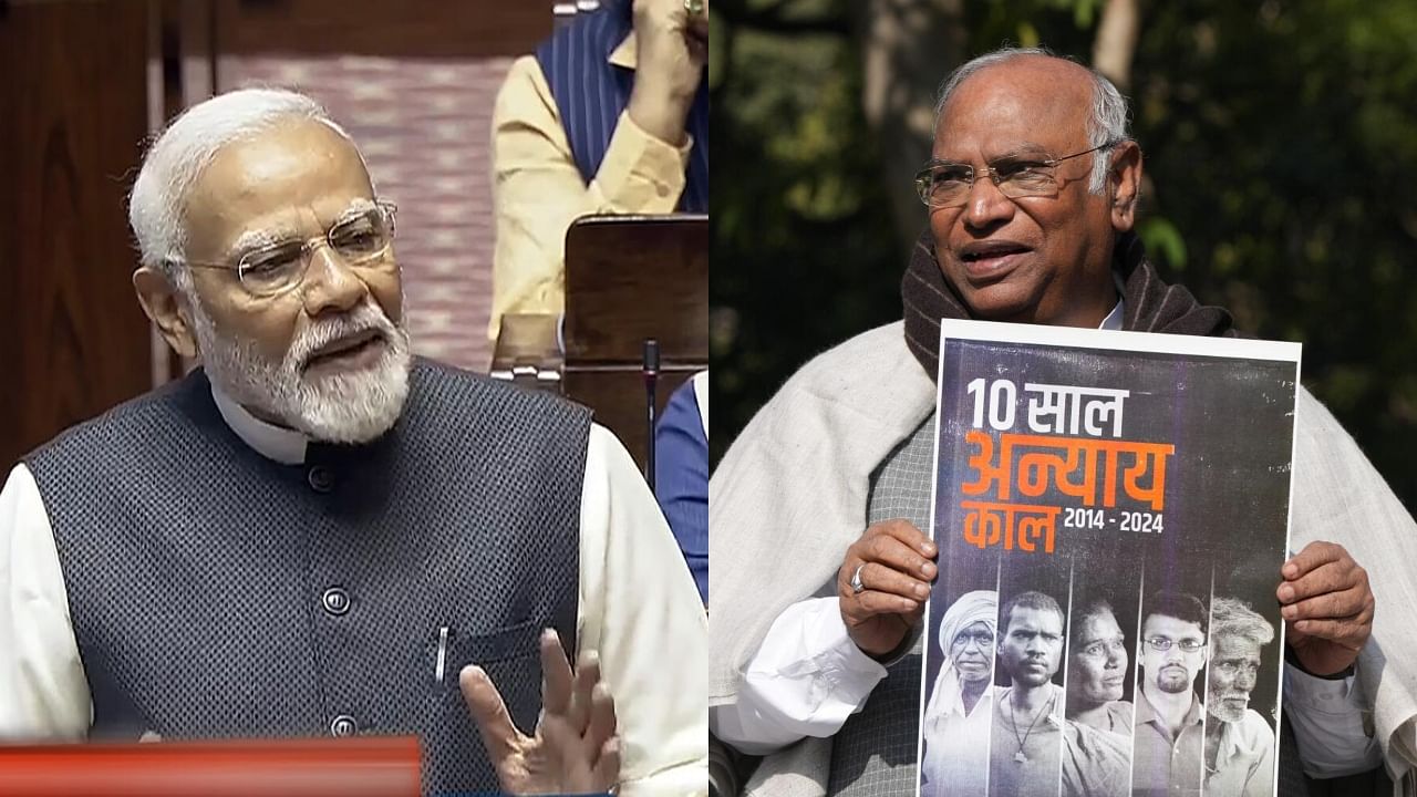 <div class="paragraphs"><p>PM Modi in Lok Sabha(L), Congress chief Mallikarjun Kharge in Delhi.&nbsp;</p></div>