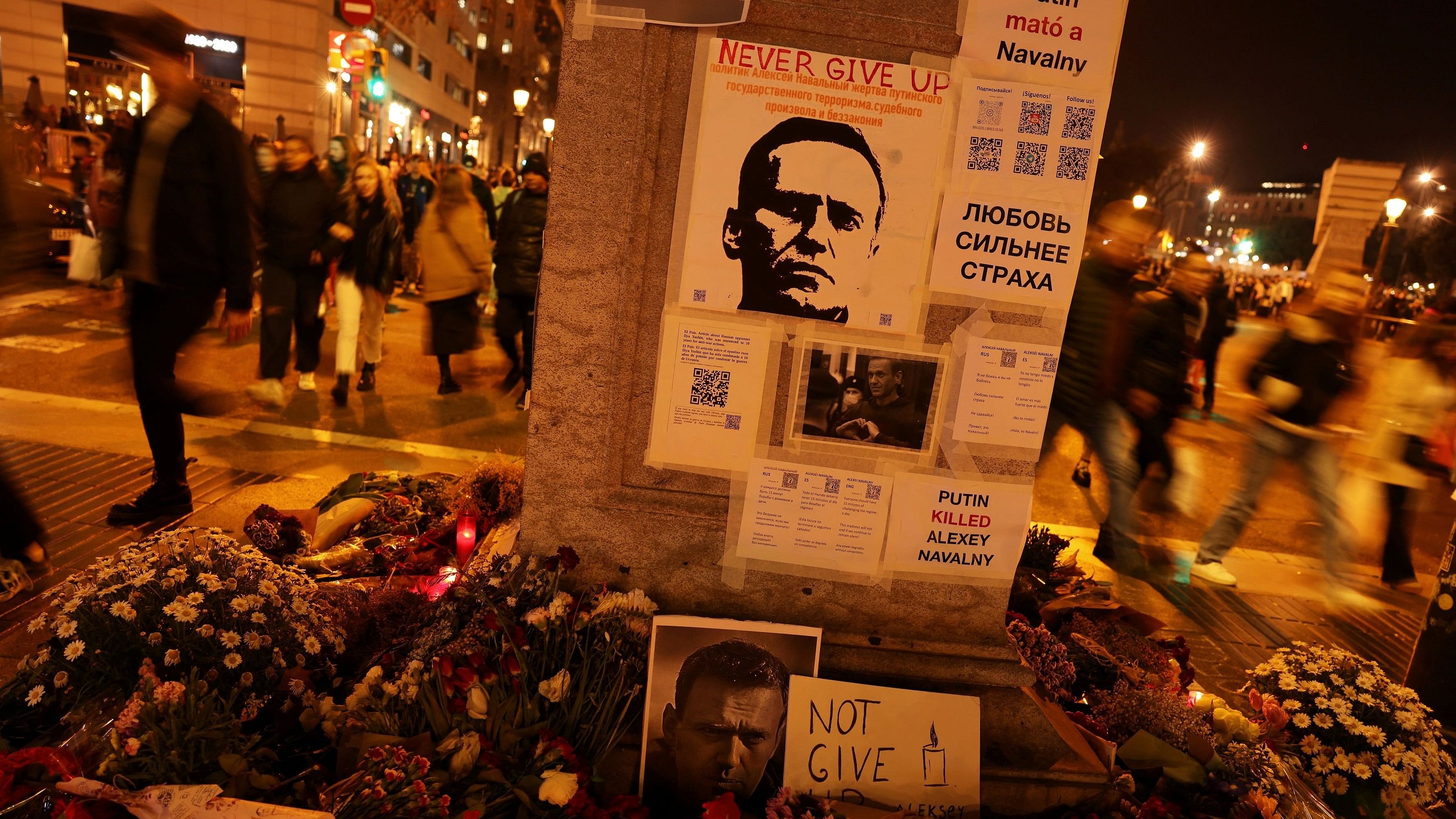 <div class="paragraphs"><p>Flowers, lights and portraits sit at the memorial site for Russian opposition leader Alexei Navalny.&nbsp;</p></div>