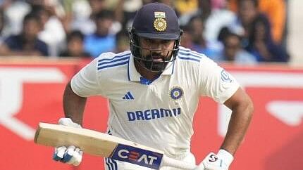 <div class="paragraphs"><p>India's batter Rohit Sharma takes a run during the first day of the second Test cricket match between India and England, at Dr Y S Rajasekhara Reddy ACA-VDCA Cricket Stadium in Visakhapatnam, Friday, February 2, 2024.</p></div>