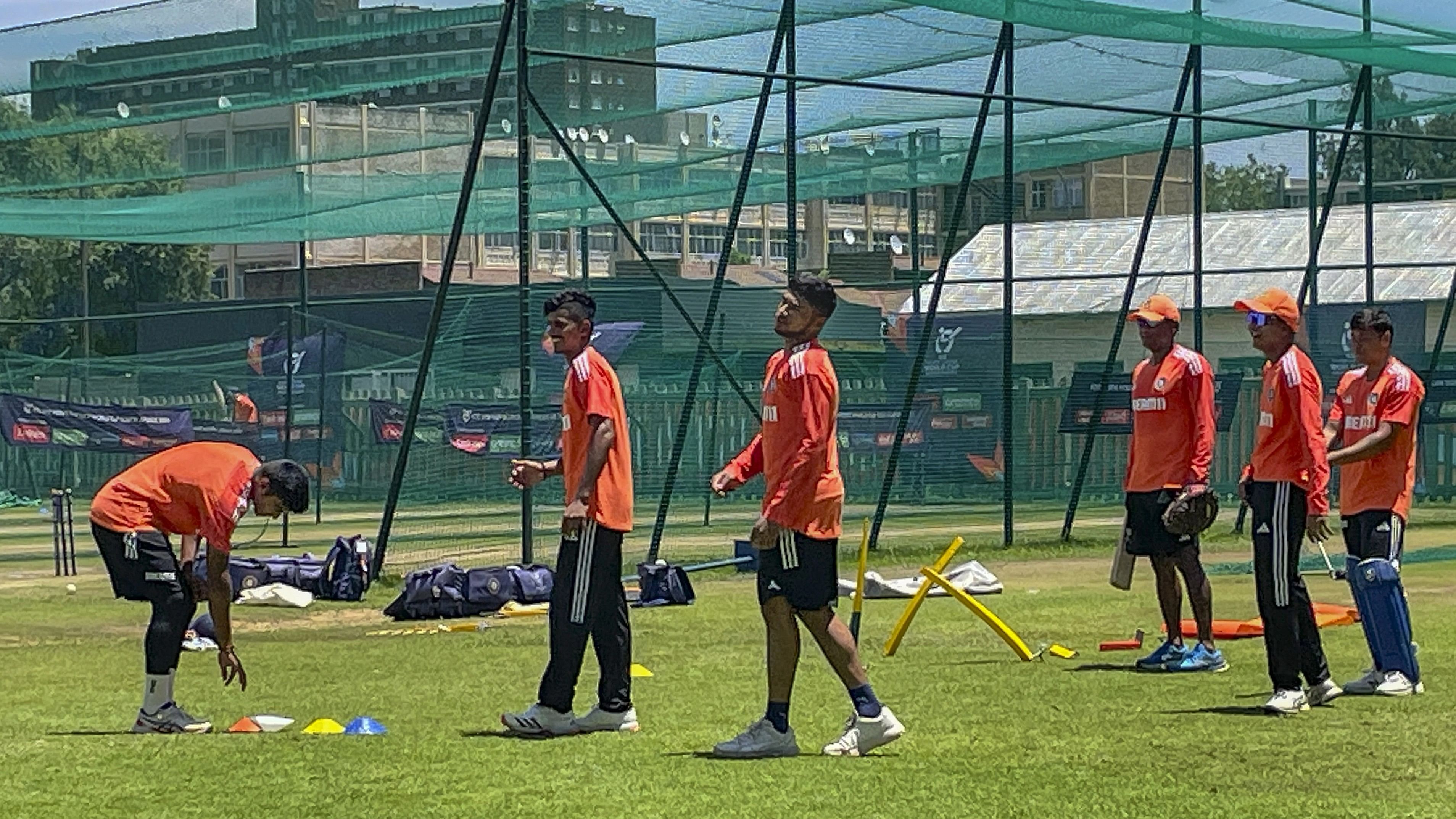 <div class="paragraphs"><p>Benoni: Indian team during a practice session ahead of the ICC Under-19 Cricket World Cup final, in Benoni, South Africa, Thursday, Feb. 8, 2024. </p></div>