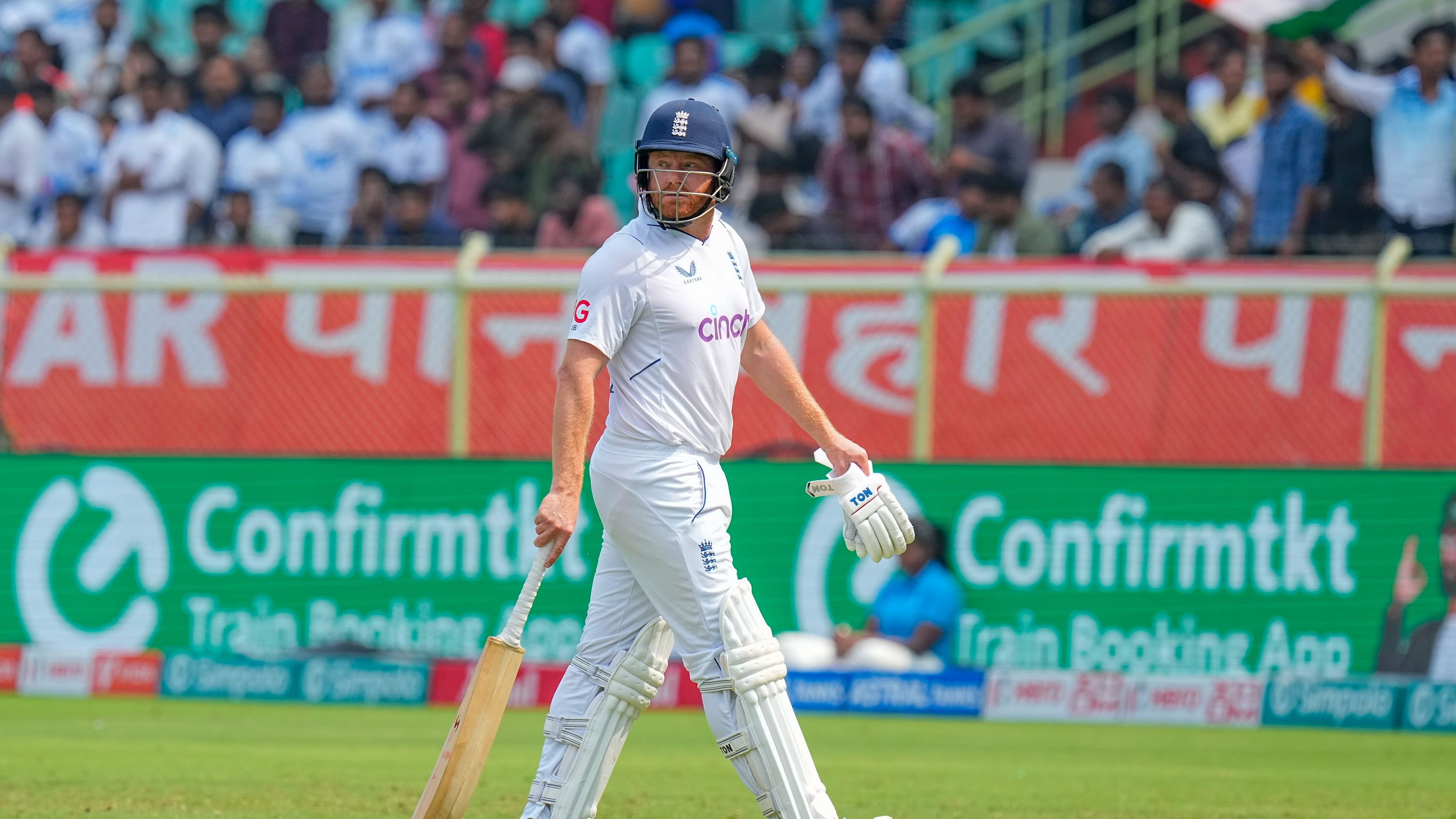 <div class="paragraphs"><p>England's batter Jonny Bairstow leaving the field after his dismissal during the fourth day of the second Test match between India and England.</p></div>