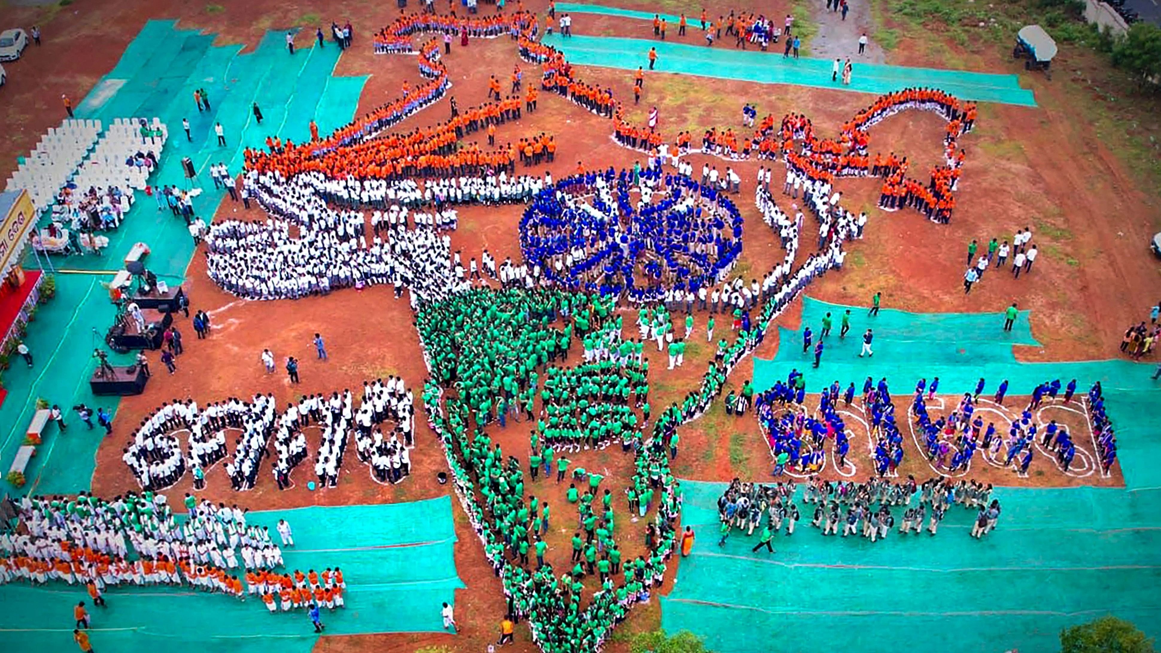 <div class="paragraphs"><p>Students form the Indian map in tricolour. Representative photo.</p></div>