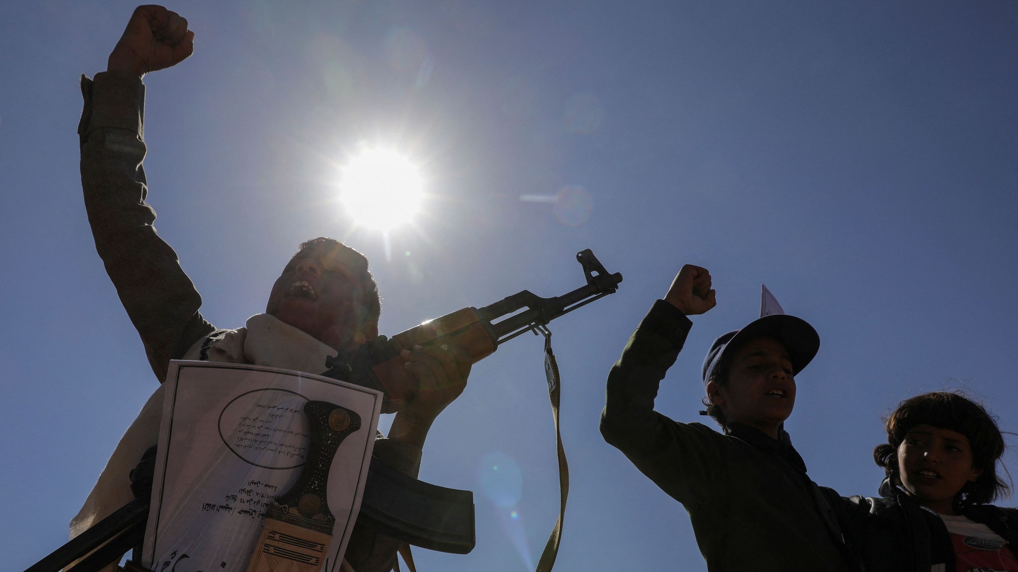 <div class="paragraphs"><p>A boy holds a rifle as he takes part in a pro-Palestinian protest by Houthi supporters in Sanaa, Yemen February 18, 2024. </p></div>