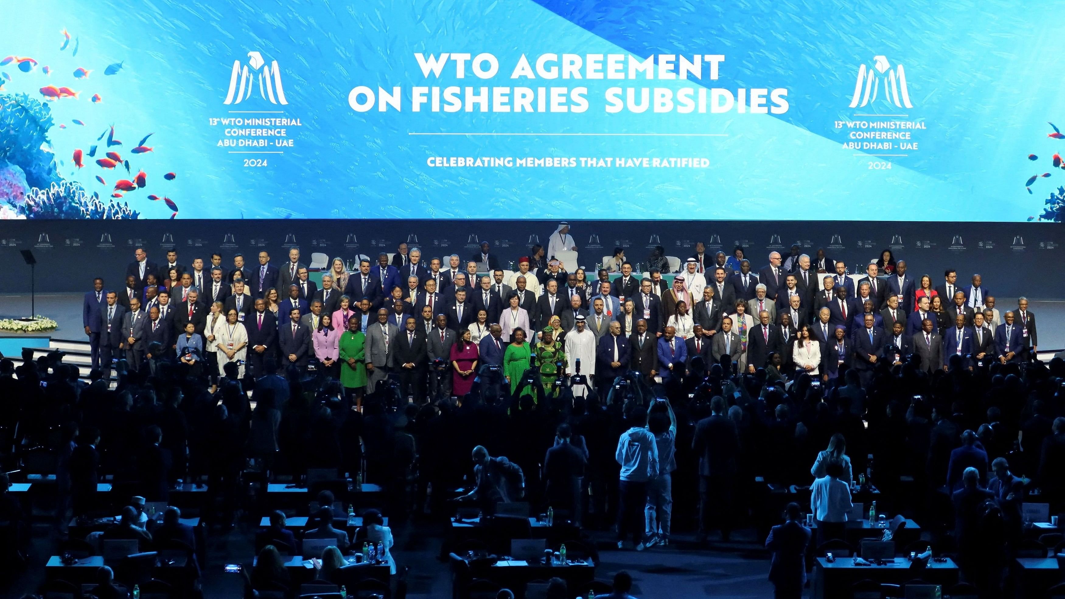 <div class="paragraphs"><p>FILE PHOTO: Delegates pose for a family photo during the 13th WTO ministerial conference in Abu Dhabi, United Arab Emirates, February 26, 2024. </p></div>