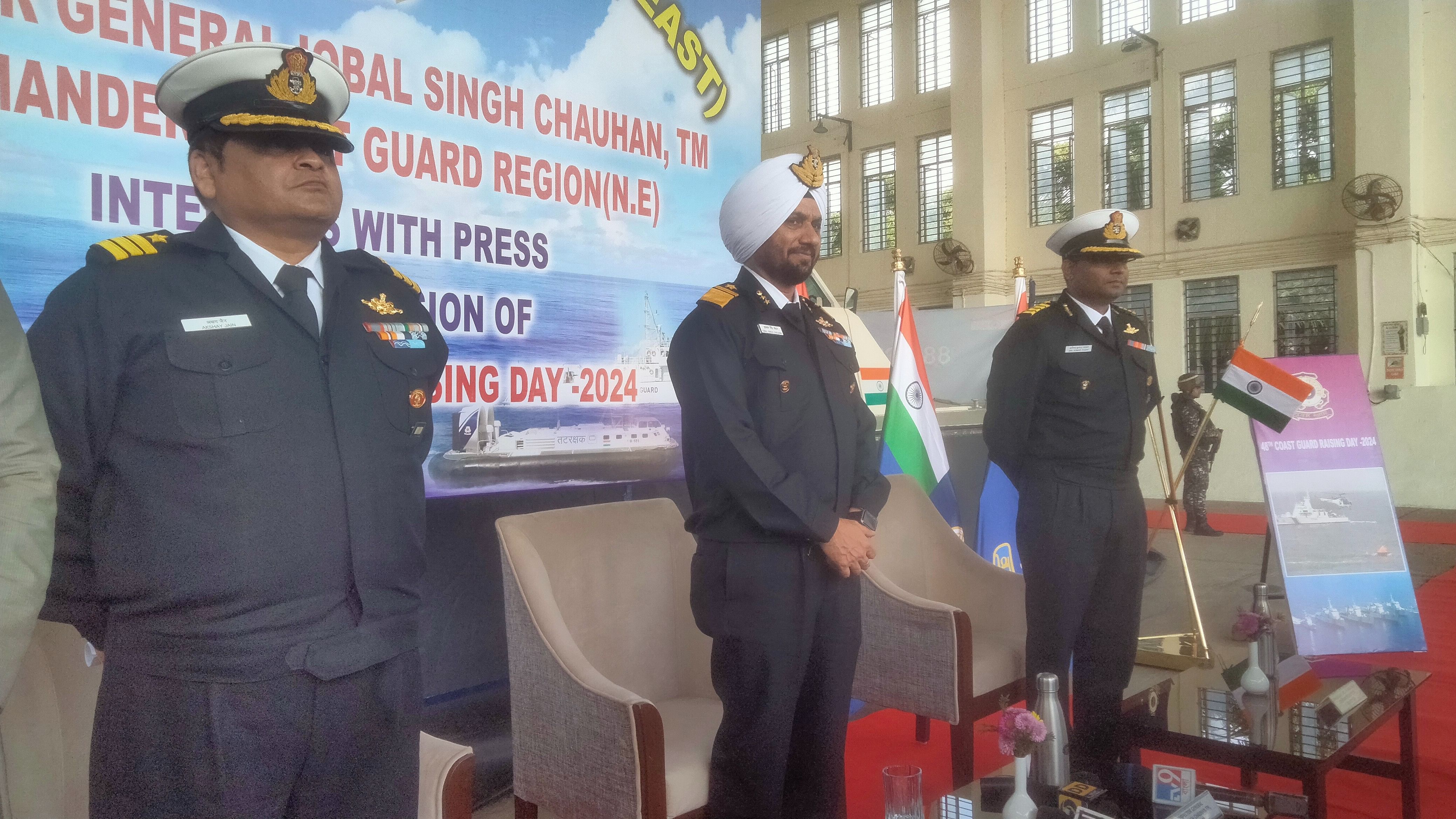 <div class="paragraphs"><p>[At the center]&nbsp;Iqbal Singh Chauhan, Commander Coast Guard Region (North-East).</p></div>