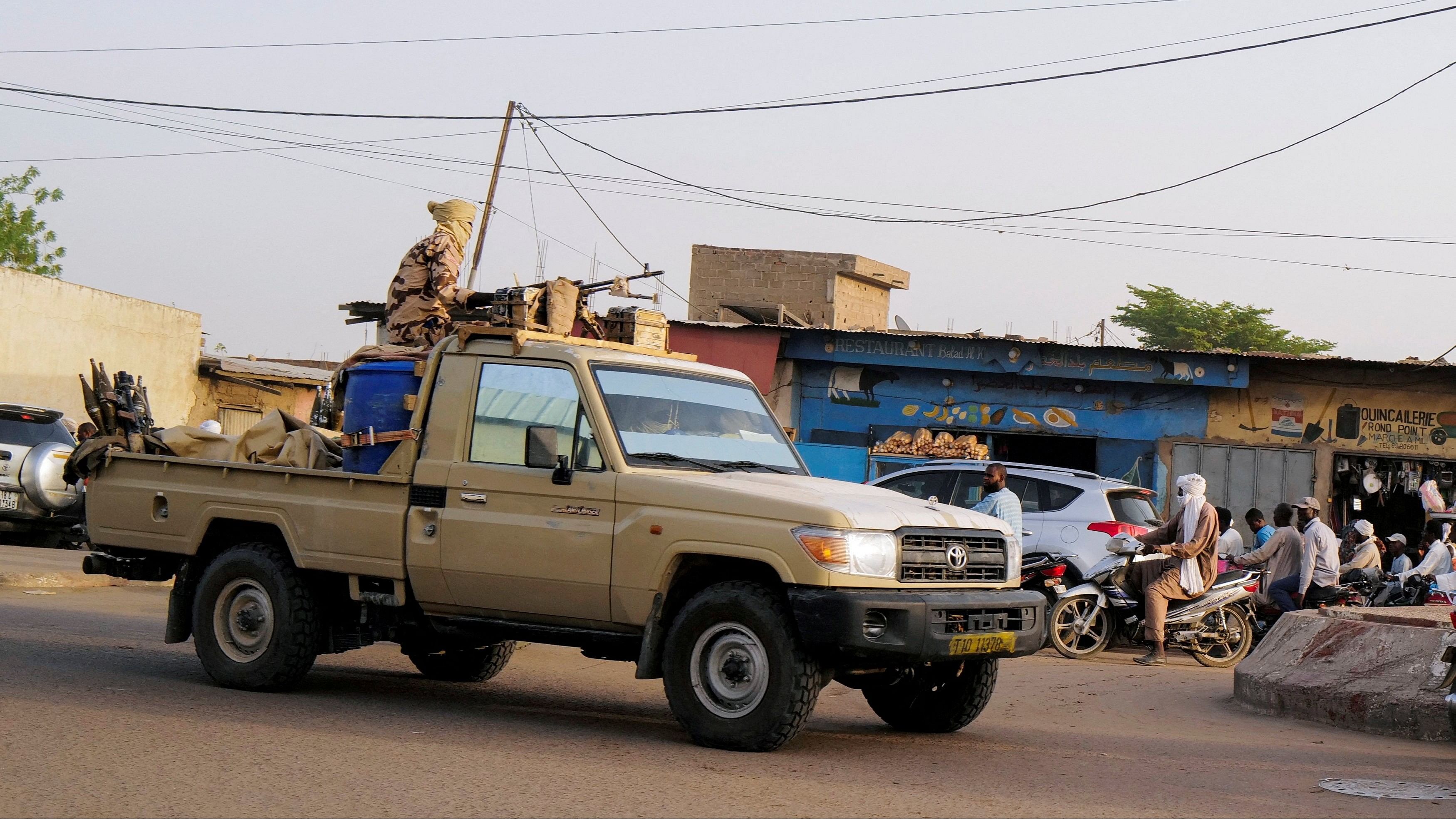 <div class="paragraphs"><p>Members of the security forces patrol Chad's capital N'Djamena.&nbsp;</p></div>