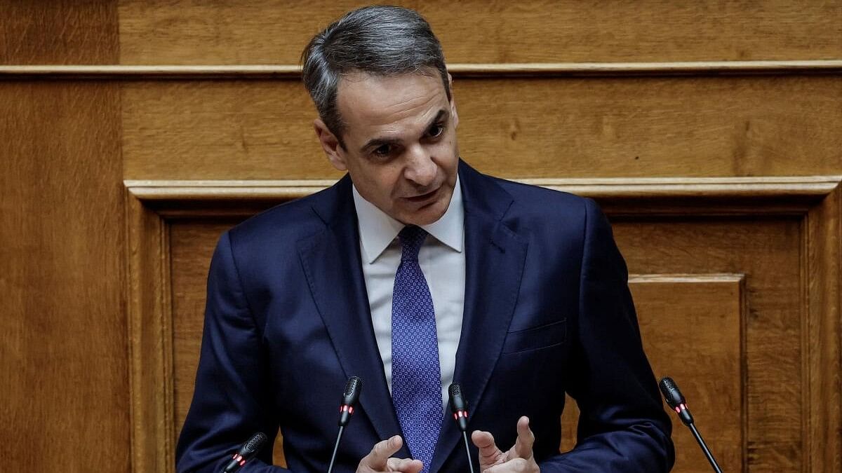 <div class="paragraphs"><p>Greek Prime Minister Kyriakos Mitsotakis speaks at the Greek parliament.</p></div>