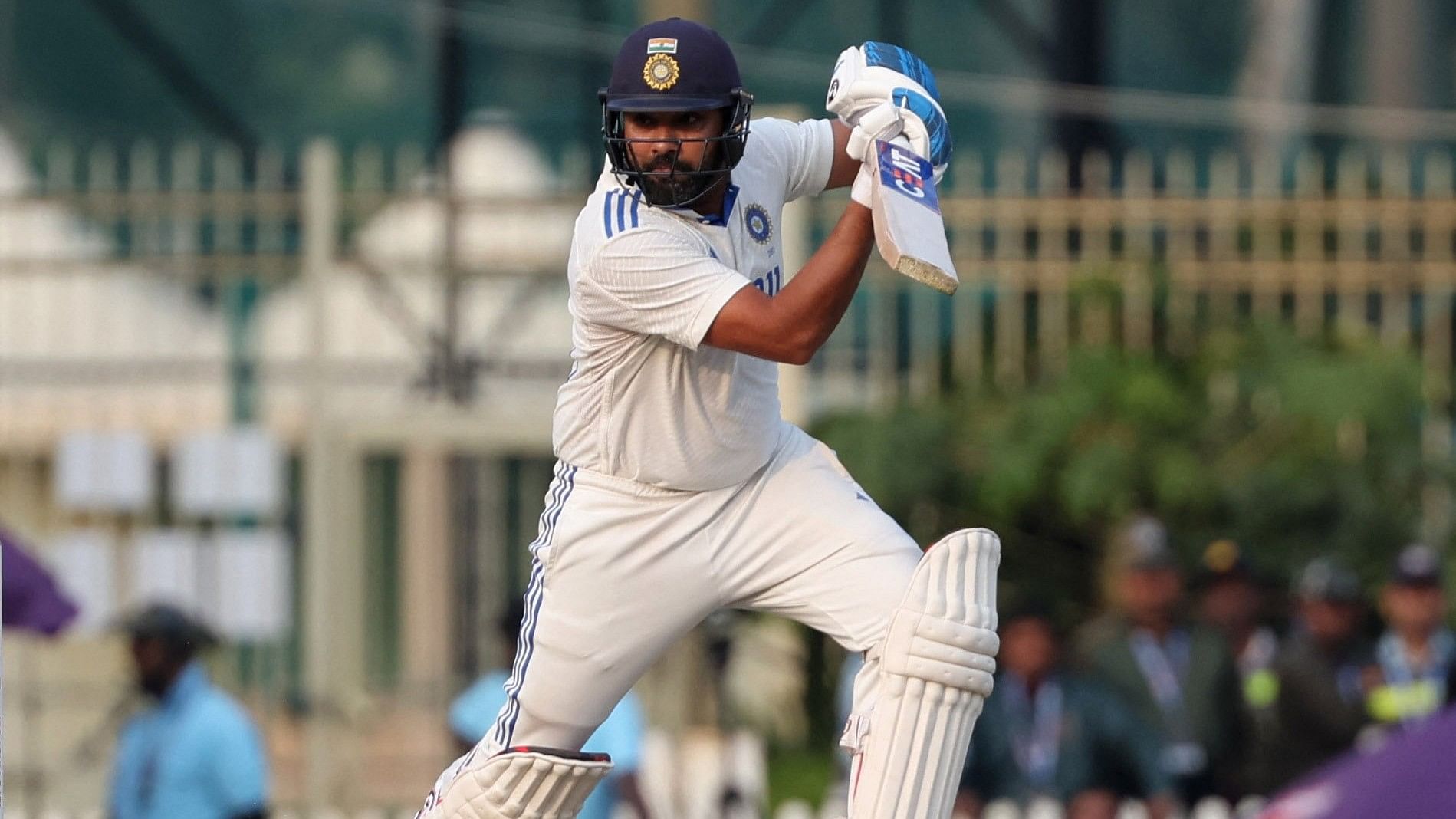 <div class="paragraphs"><p>India skipper Rohit Sharma en route his crucial 55 in the fourth Test in Ranchi on Monday. </p></div>