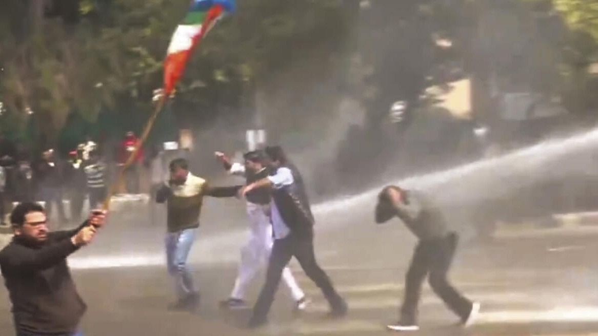 <div class="paragraphs"><p>Water cannon being used by the police to disperse National Students' Union of India (NSUI) workers protesting against the BJP over the January 30 mayoral elections, in Chandigarh.&nbsp;</p></div>