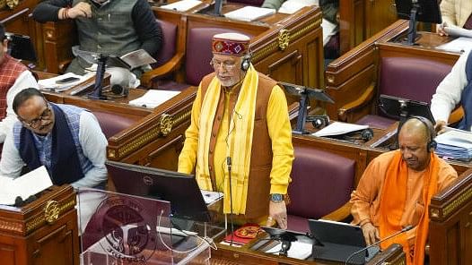 <div class="paragraphs"><p>Uttar Pradesh Finance Minister Suresh Kumar Khanna presents the Budget 2024-25 in the state Assembly, in Lucknow, Monday, Feb. 5, 2024.</p></div>