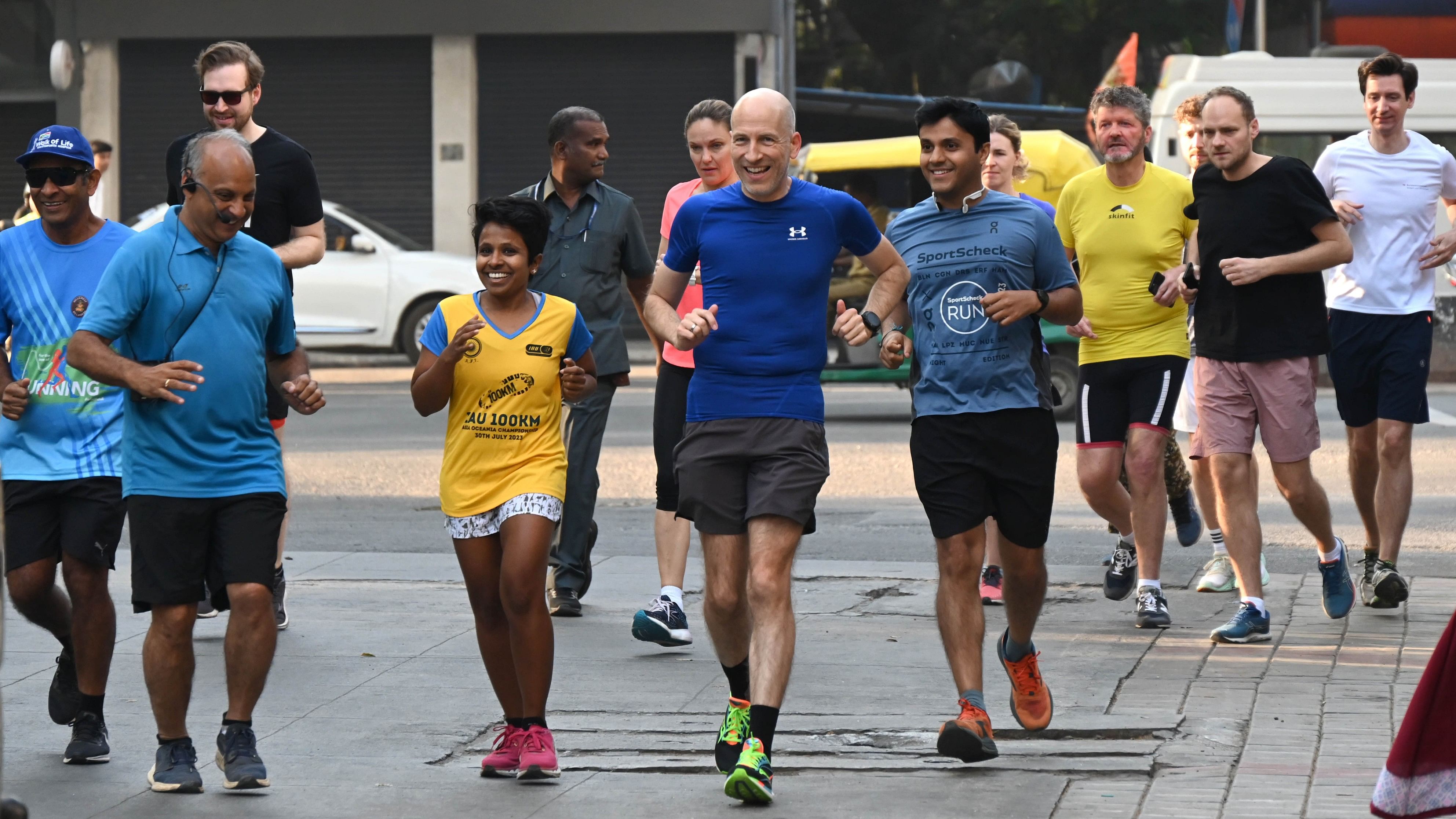 <div class="paragraphs"><p>Austrian Minister Martin Kocher and members of Bangalore Walks soak in the spirit of Bengaluru during a morning run on Tuesday. </p></div>