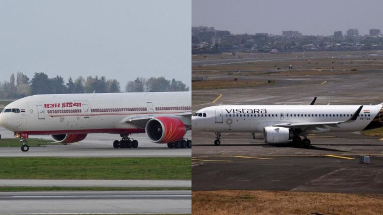 <div class="paragraphs"><p>An Air India (left) and Vistara (right) aircraft.</p></div>
