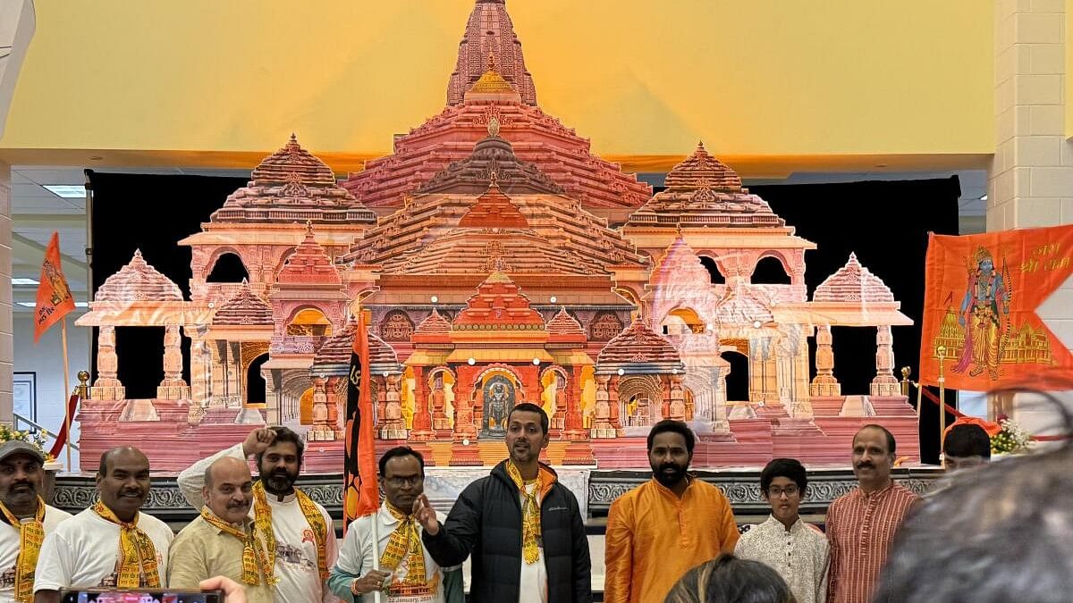 <div class="paragraphs"><p>Indian-Americans during a programme celebrating 'Pran Pratishtha' at Ayodhya's Ram temple, in USA.</p></div>