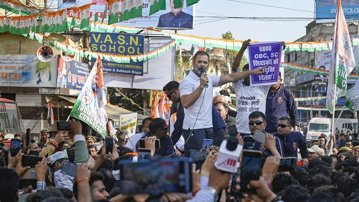 <div class="paragraphs"><p>File photo of Congress leader Rahul Gandhi during the 'Bharat Jodo Nyay Yatra', in Raebareli.</p></div>