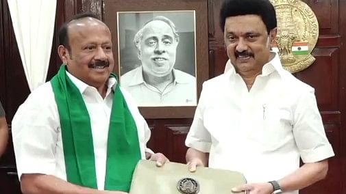<div class="paragraphs"><p>Tamil Nadu Minister for Agriculture and Farmers Welfare M R K Panneerselvam with Chief Minister M K Stalin before presenting the exclusive Agriculture Budget for the 2024-25 financial year.</p></div>