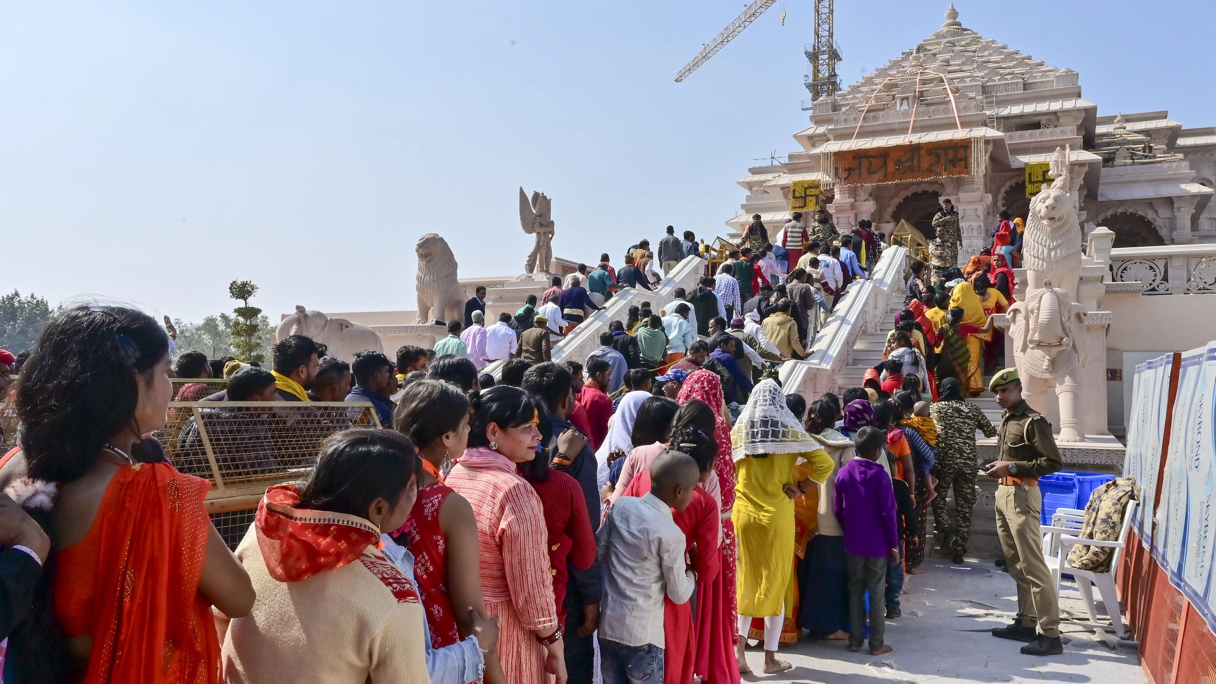 <div class="paragraphs"><p>Devotees wait in queues to visit the Ram Mandir, in Ayodhya, Sunday, Feb. 11, 2024.</p></div>