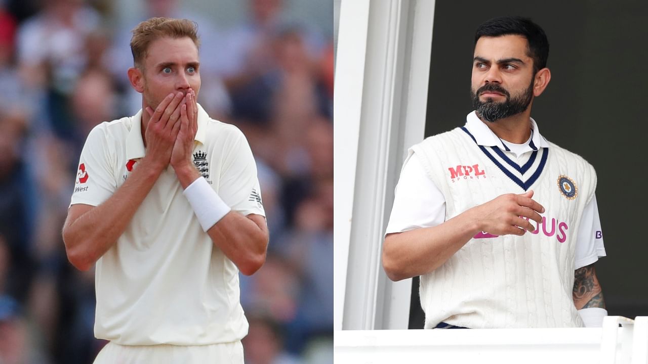 <div class="paragraphs"><p>File pictures of former pace Stuart Broad (L) and star Indian batter Virat Kohli.</p></div>