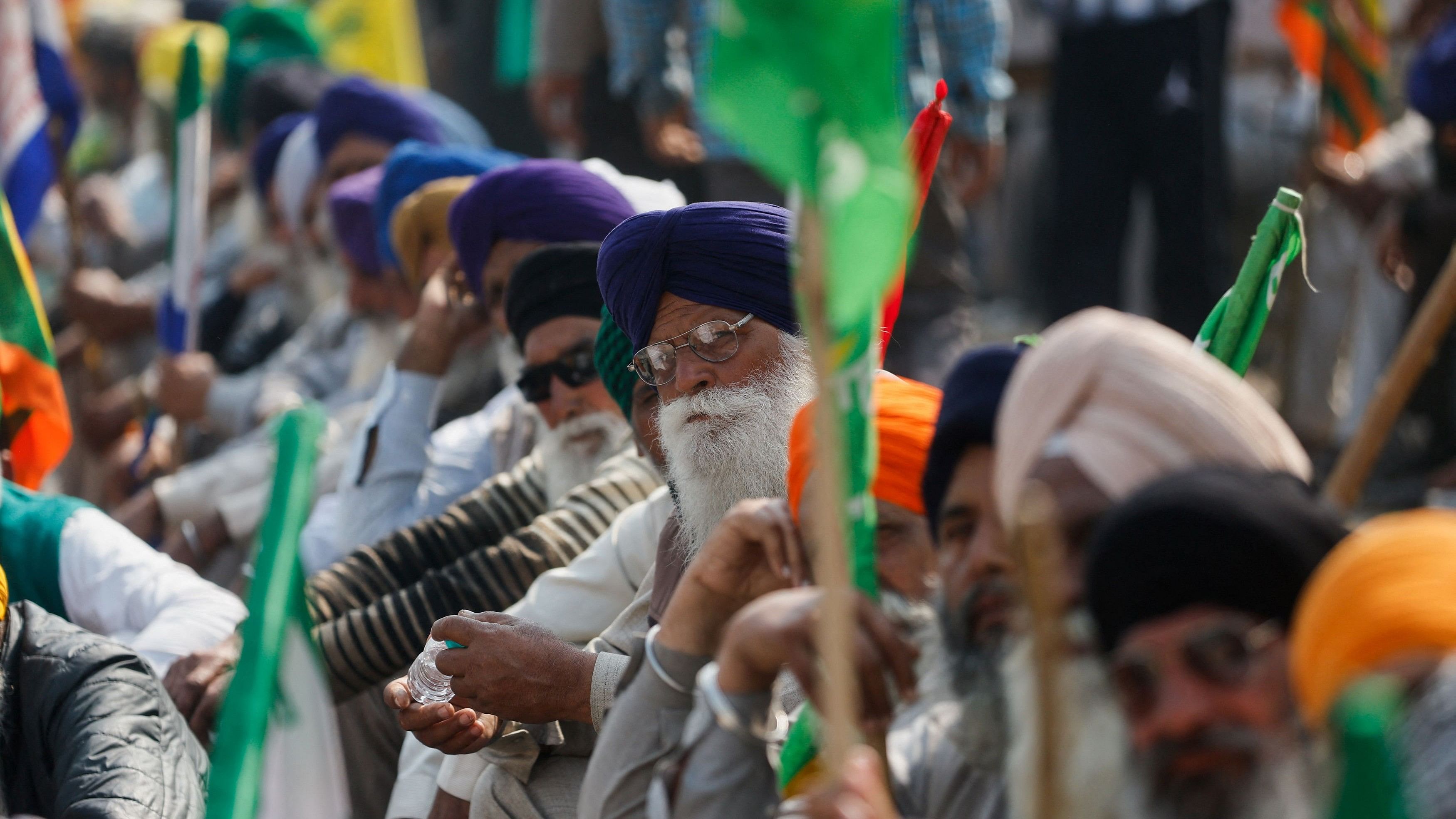 <div class="paragraphs"><p>Farmers attend a protest at Shambhu, a border crossing between Punjab and Haryana states.</p></div>