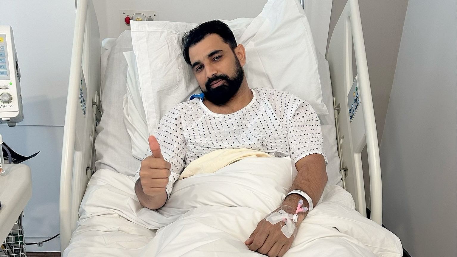 <div class="paragraphs"><p>Senior Indian pacer Mohammed Shami after successfully undergoing ankle surgery on Tuesday, February 27, 2024.</p></div>