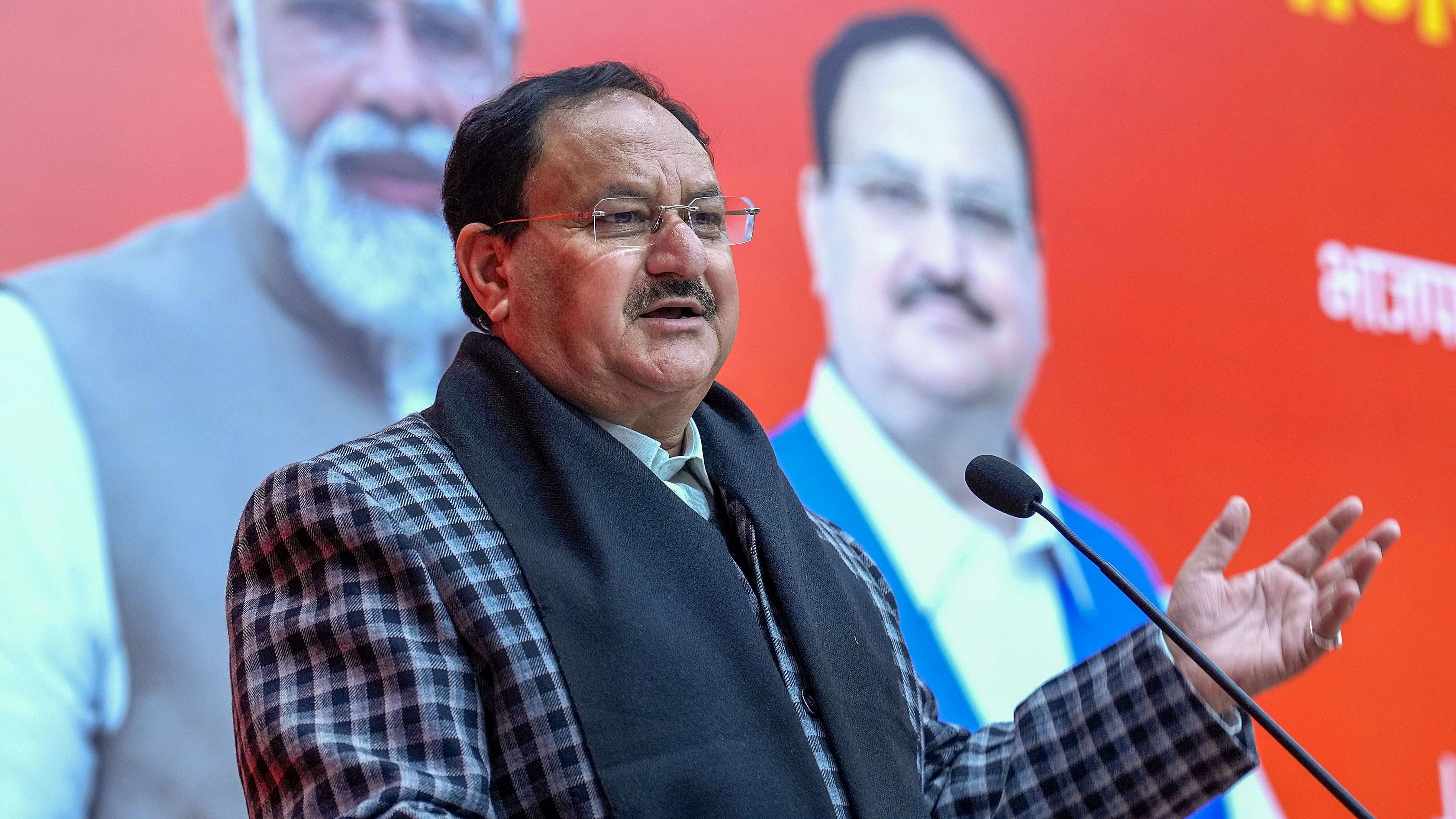 <div class="paragraphs"><p>A file photo of BJP National President J P Nadda at party headquarters, in New Delhi.</p></div>