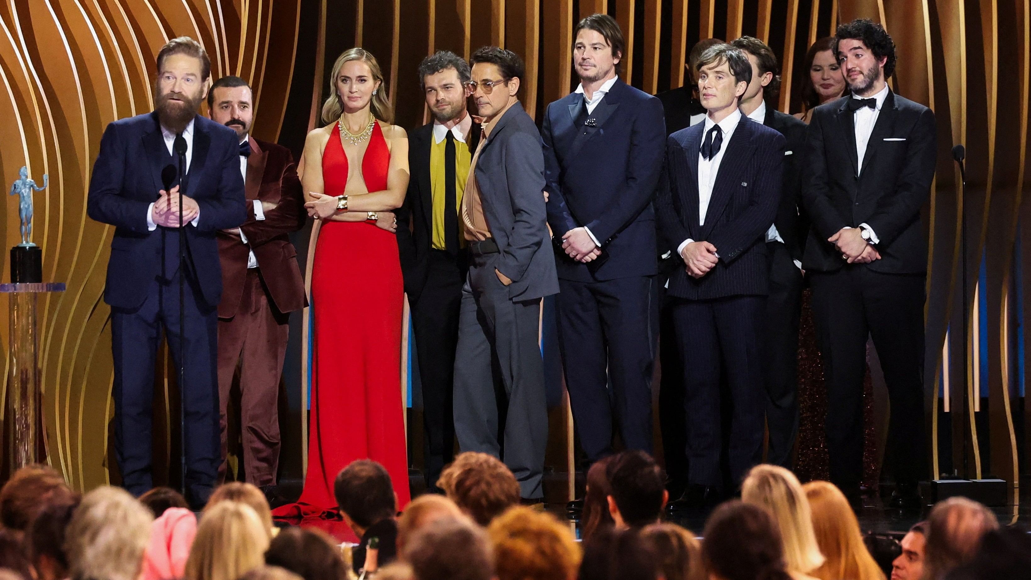 <div class="paragraphs"><p>Cast members of "Oppenheimer" accept the award for Best Outstanding Performance by a Cast in a Motion Picture during the 30th Screen Actors Guild Awards, in Los Angeles, California, US, February 24, 2024. </p></div>