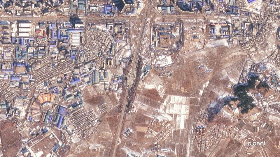 <div class="paragraphs"><p>Satellite imagery shows the reunification monument, an arch symbolizing hopes for Korean reunification, missing in Pyongyang, North Korea.</p></div>