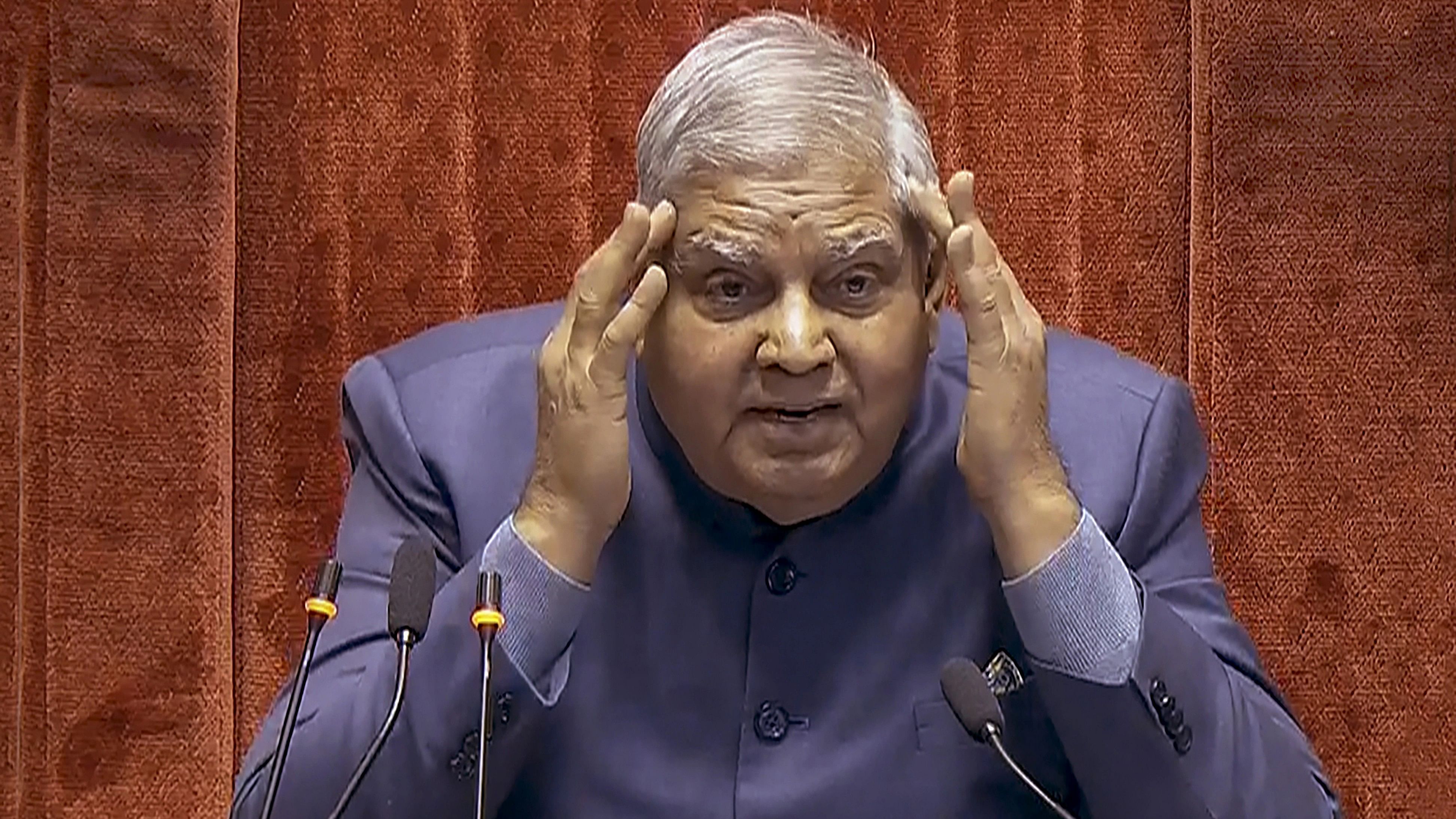 <div class="paragraphs"><p>Rajya Sabha Chairman Jagdeep Dhankhar conducts proceedings of the House during the Budget session of Parliament, in New Delhi, Thursday, February 8, 2024. </p></div>