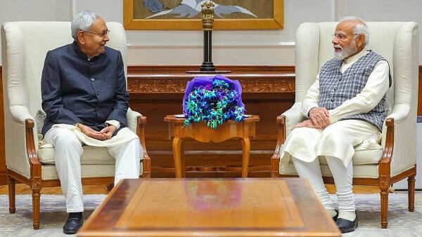 <div class="paragraphs"><p>Prime Minister Narendra Modi with Bihar Chief Minister Nitish Kumar at a meeting in New Delhi, Wednesday, Feb 7, 2024.</p></div>