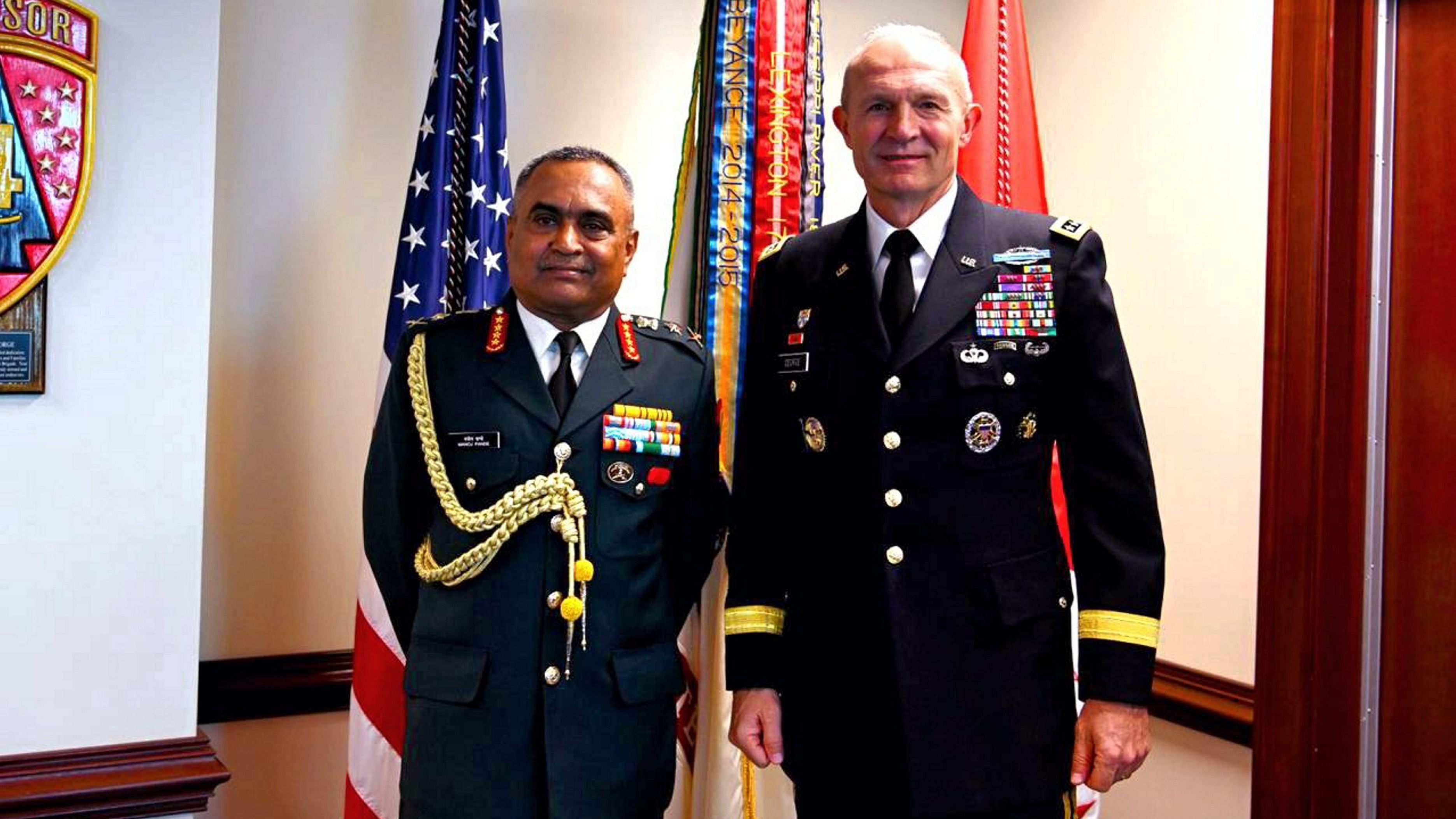 <div class="paragraphs"><p>Indian Army Chief General Manoj Pande with Chief of Staff of the United States Army General Randy George during a meeting in Florida.</p></div>