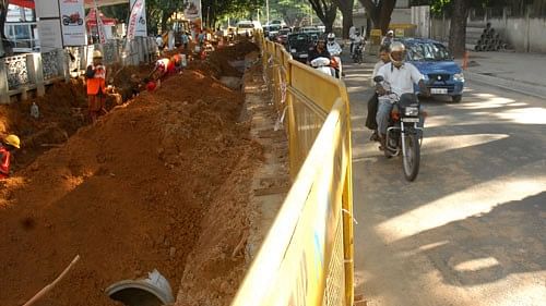 <div class="paragraphs"><p>Construction road work at St. Marks Road in Bangalore. Representative image of public works</p></div>