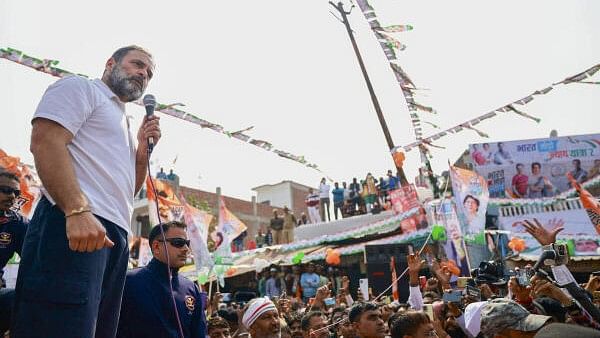 <div class="paragraphs"><p>Congress leader Rahul Gandhi addresses supporters during the ‘Bharat Jodo Nyay Yatra’, in Pratapgarh district on February 19.</p></div>