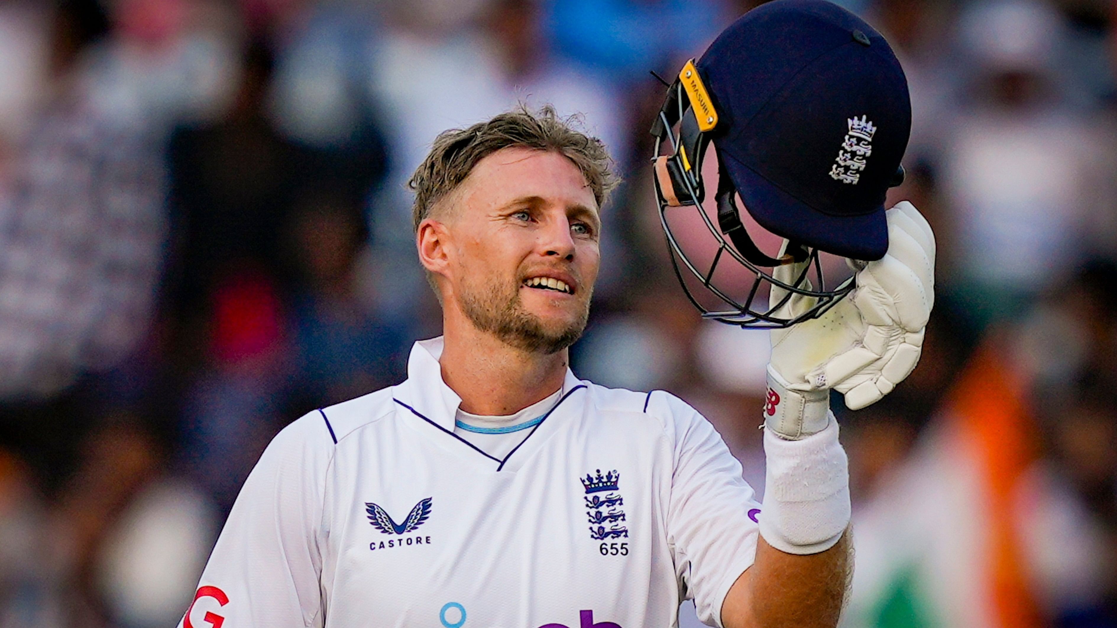 <div class="paragraphs"><p>England's Joe Root celebrates his century on the first day of the fourth Test cricket match between India and England, at the JSCA International Stadium Complex, in Ranchi.&nbsp;</p></div>